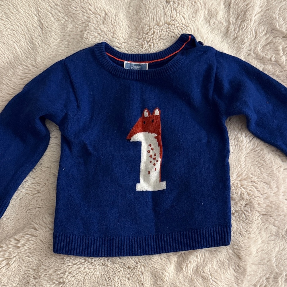 Jacadi Royal blue Sweater with Fox Motif